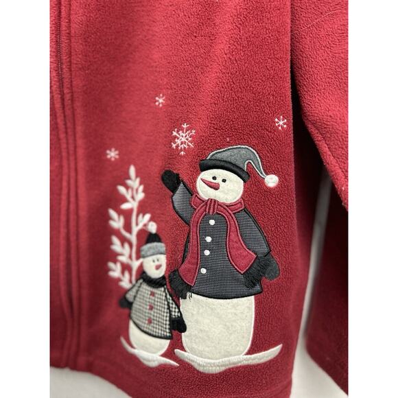 Croft & Barrow Fleece‎ Jacket Women Size 1X Red Snowman Design Christmas Winter - Picture 5 of 10